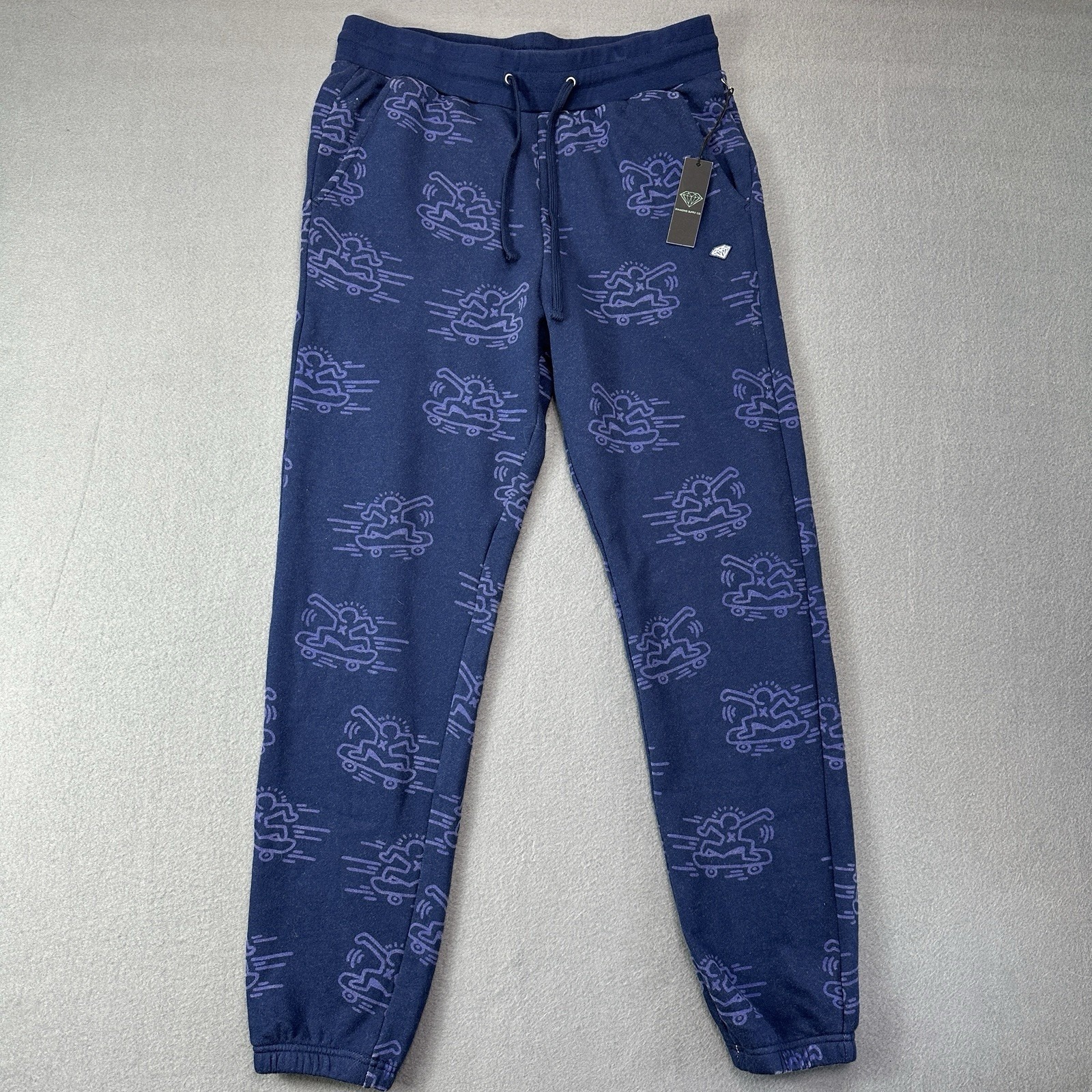 Nwt Diamond Supply Co X Keith Haring Men Sweatpants Size Large Blue Joggers Rare